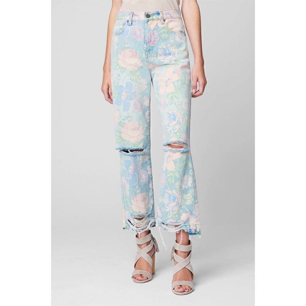 Blank NYC Pastel Floral Boyfriend Jeans